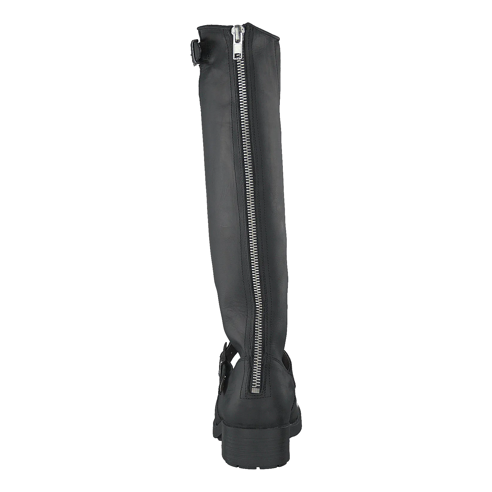 High Zip Back Black Shiny Silver