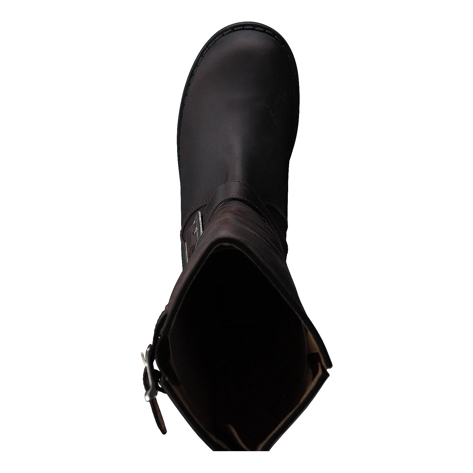 High Zip Back Brown Shiny Silver