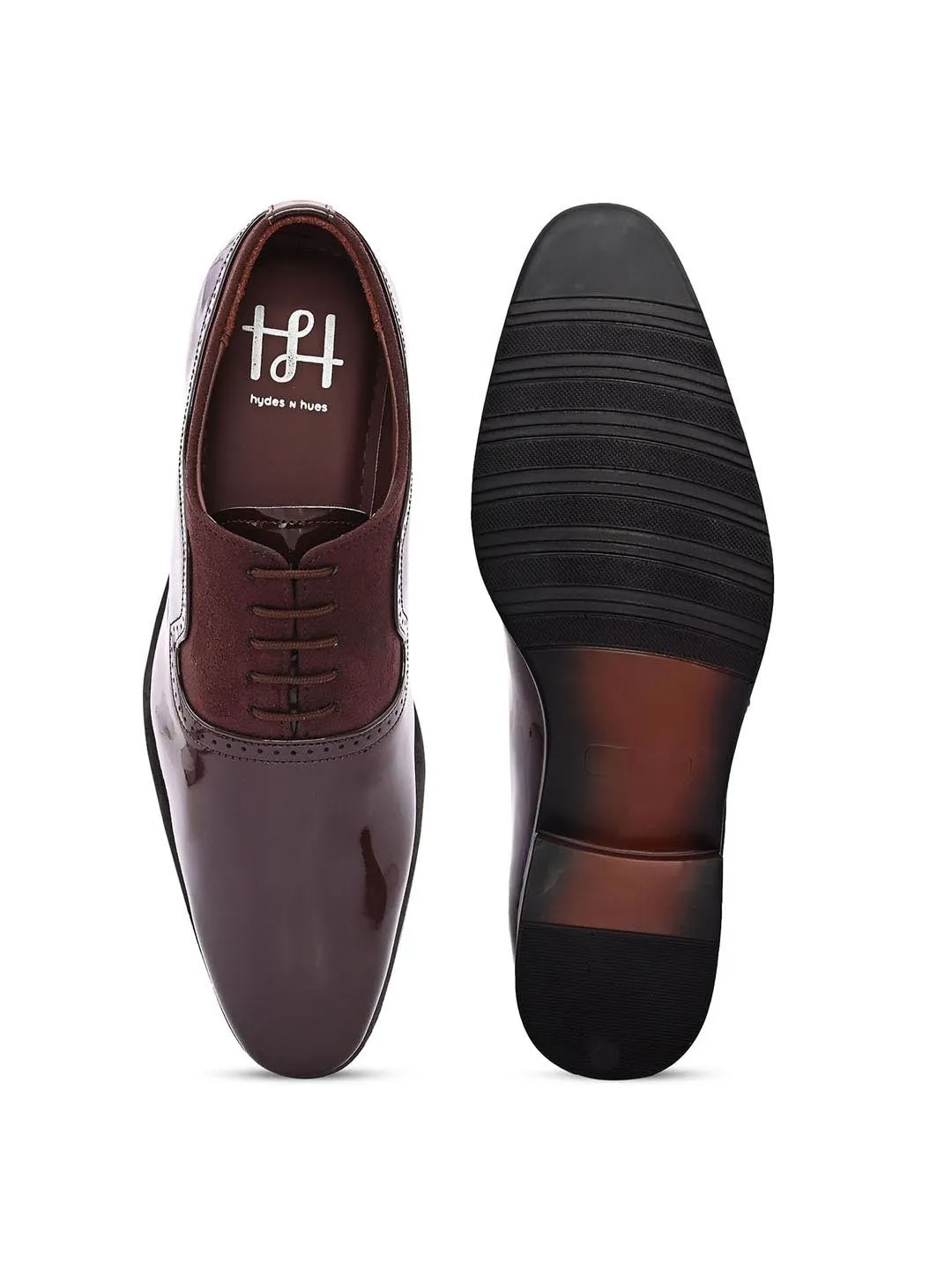 Hydes N Hues Men Brown Solid Formal Derbys