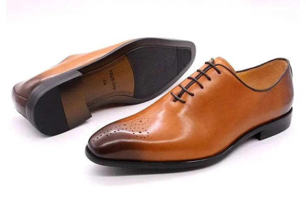 Italian Style Handmade Genuine Calf Leather Oxford Shoes