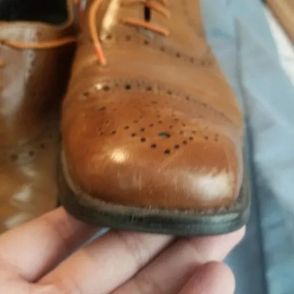 Johnston &amp; Murphy Conard Men's Tan Leather Wingtip Size 9.5