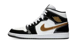 Jordan 1 Mid "Black Gold Patent Leather"