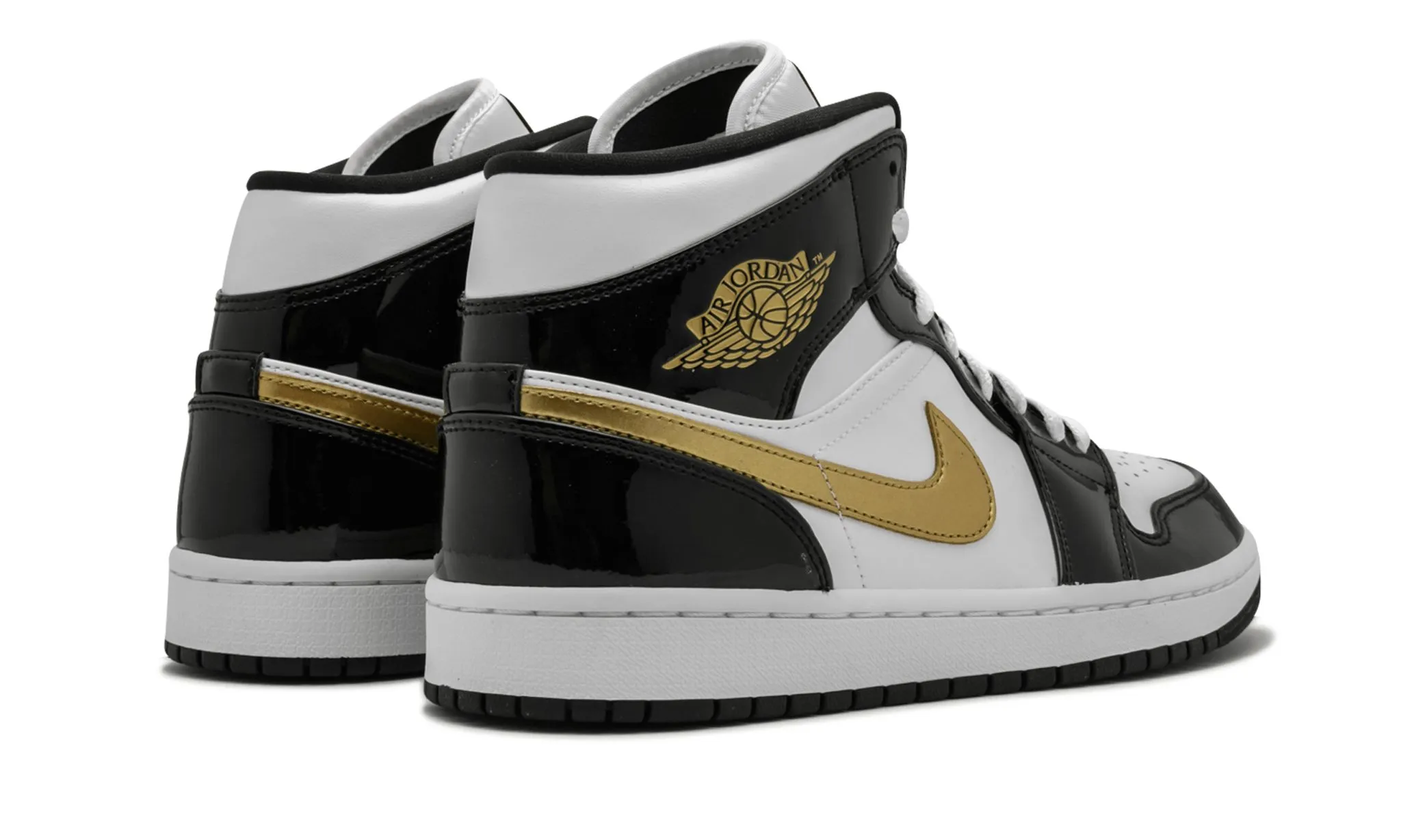 Jordan 1 Mid "Black Gold Patent Leather"