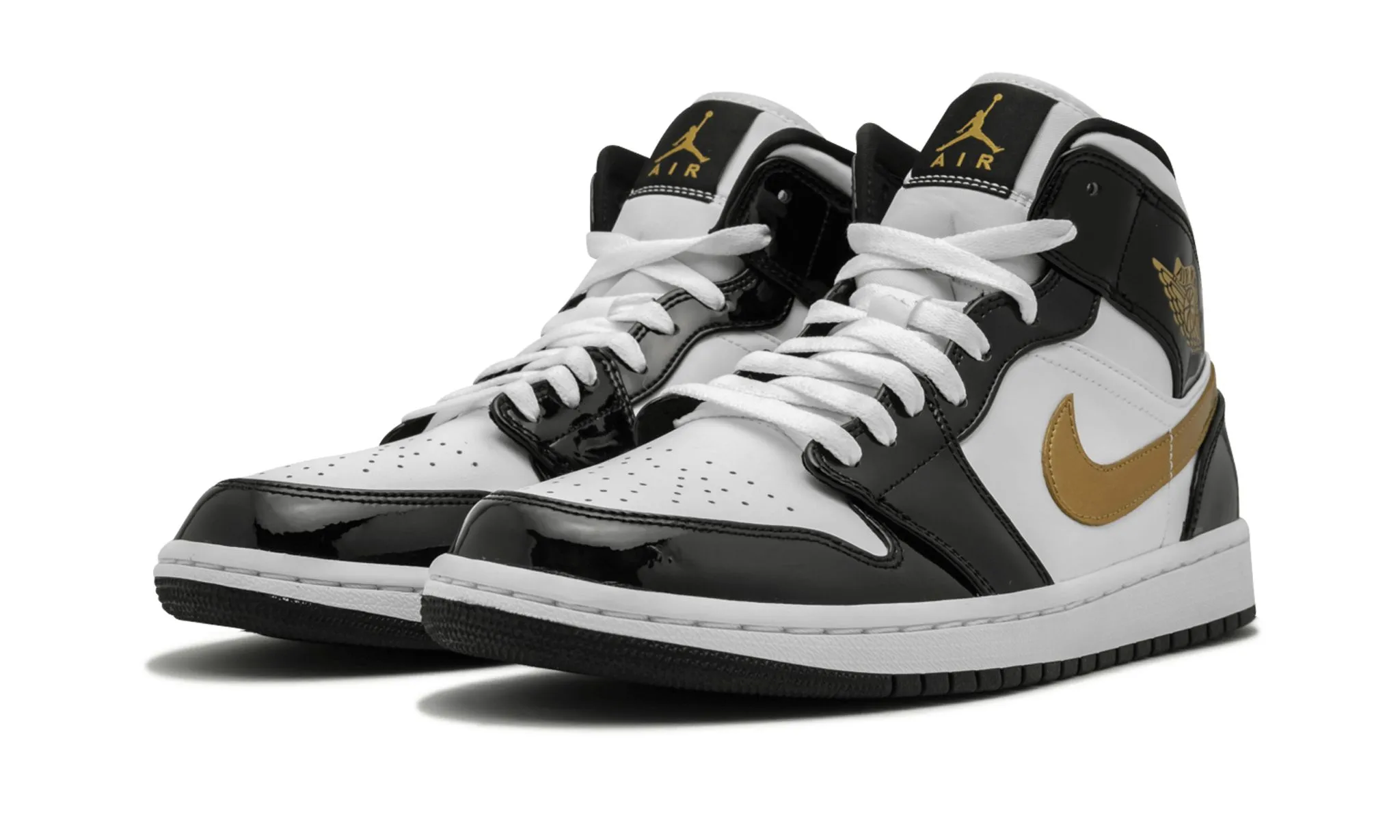 Jordan 1 Mid "Black Gold Patent Leather"