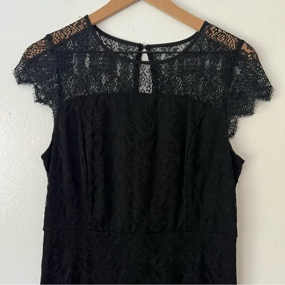 Kensie Black on Black Lace Cap Sleeve Midi Dress