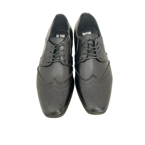KIDS  Black Leather Oxford Wingtip Dress Shoes By Bravo!
