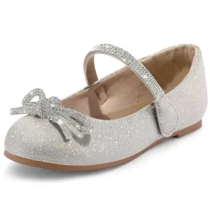Kids Dress Shoes-Black Mary Janes with Diamond Bow