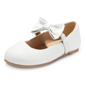 Kids Dress Shoes-Bow Elastic Strap Mary Jane Flats