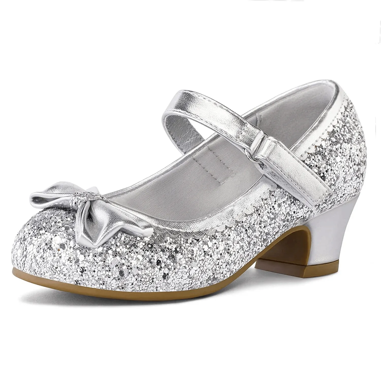 Kids Dress Shoes-Low Heel Sequined Mary Jane Flats