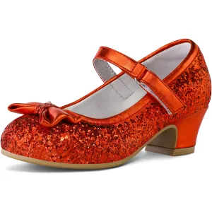 Kids Dress Shoes-Low Heel Sequined Mary Jane Flats