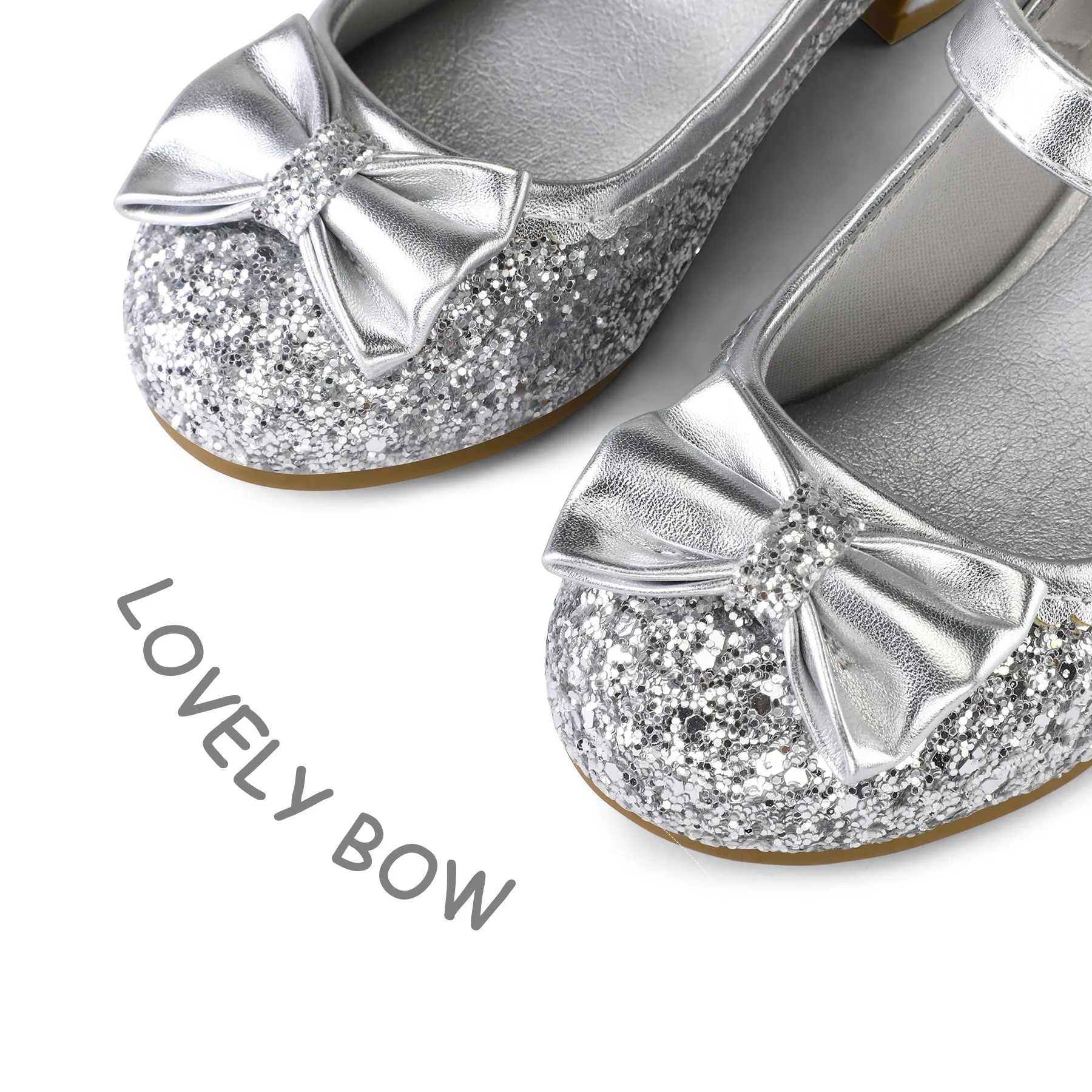 Kids Dress Shoes-Low Heel Sequined Mary Jane Flats