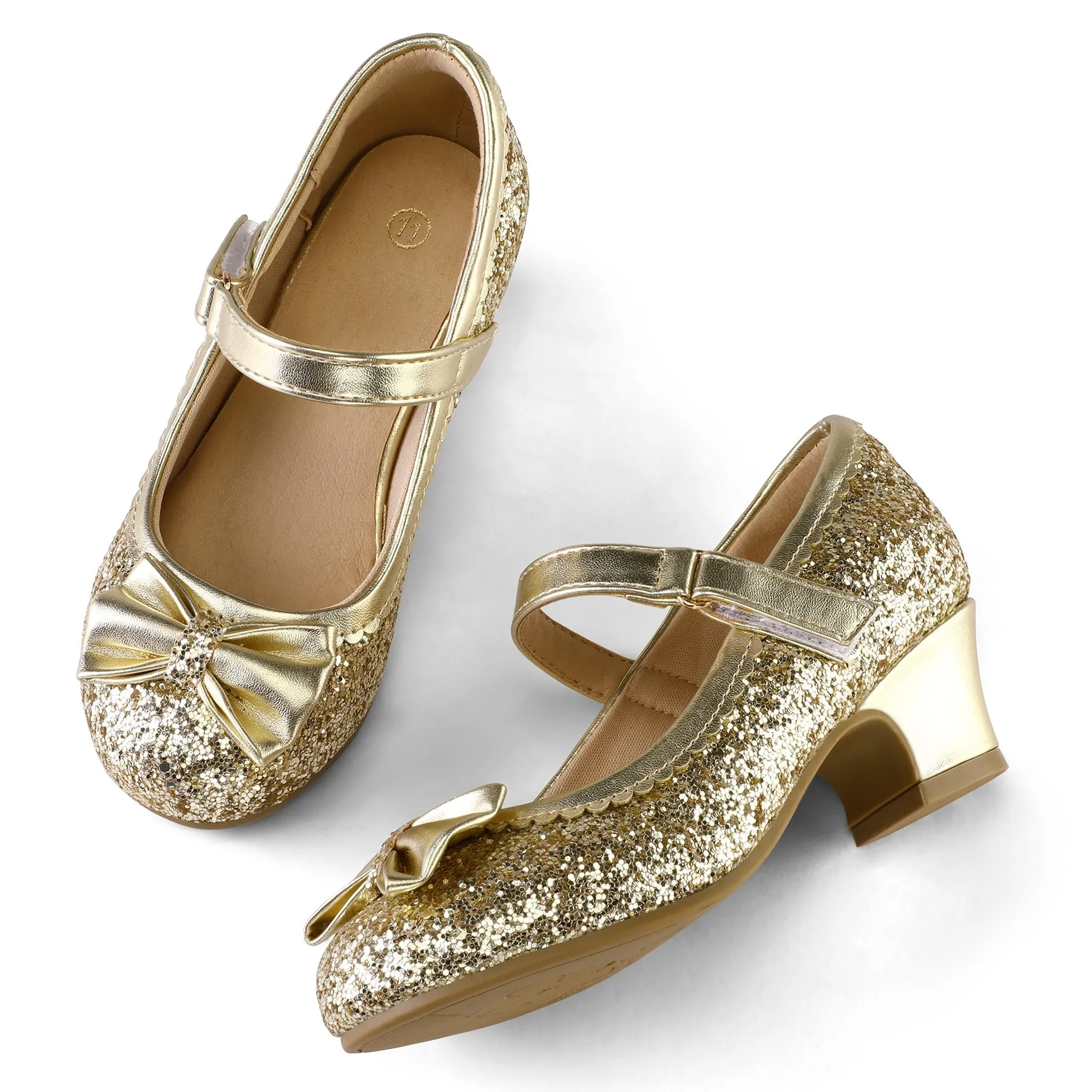 Kids Dress Shoes-Low Heel Sequined Mary Jane Flats