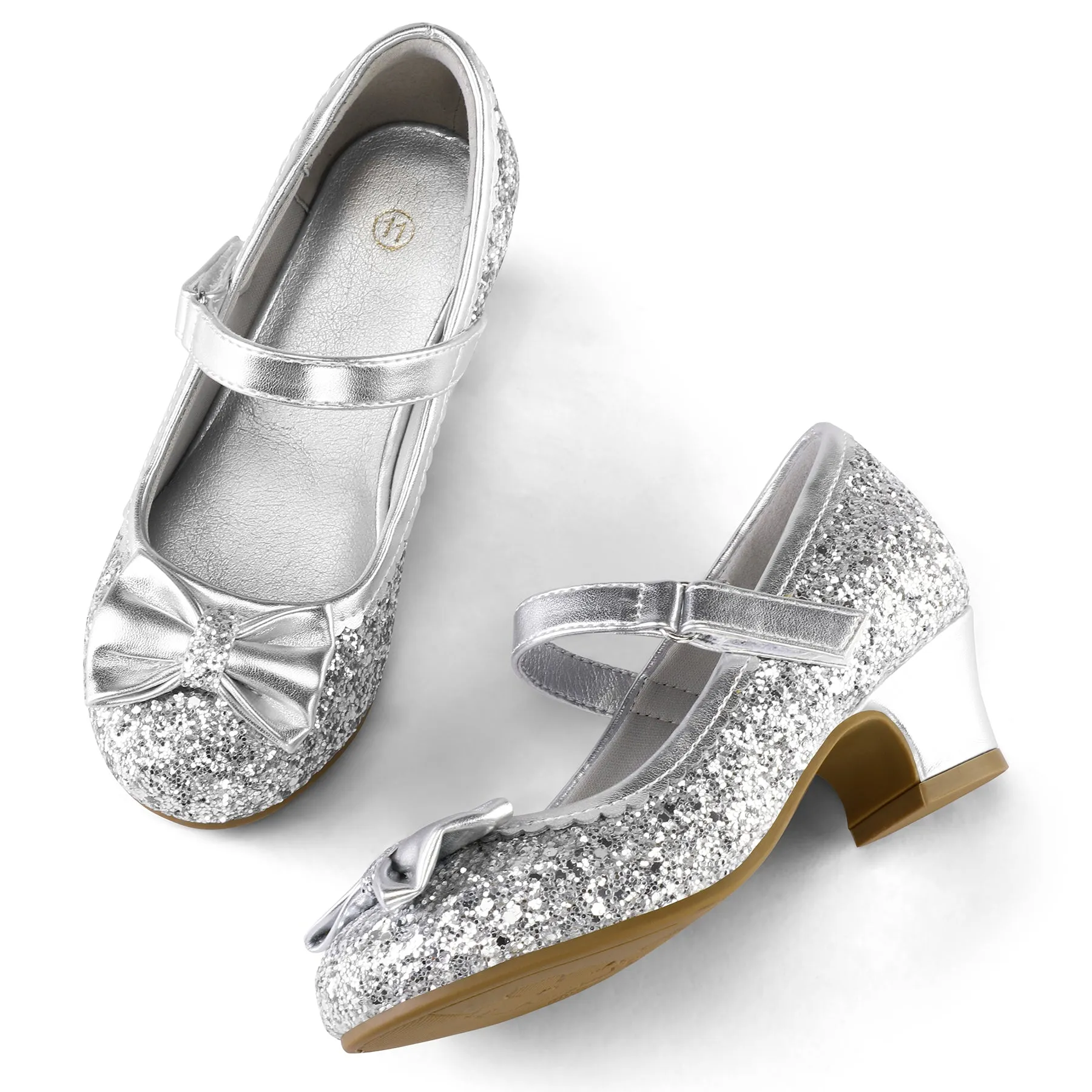 Kids Dress Shoes-Low Heel Sequined Mary Jane Flats