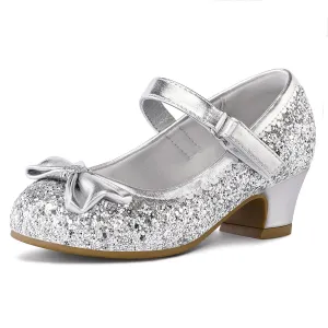 Kids Dress Shoes-Low Heel Sequined Mary Jane Flats