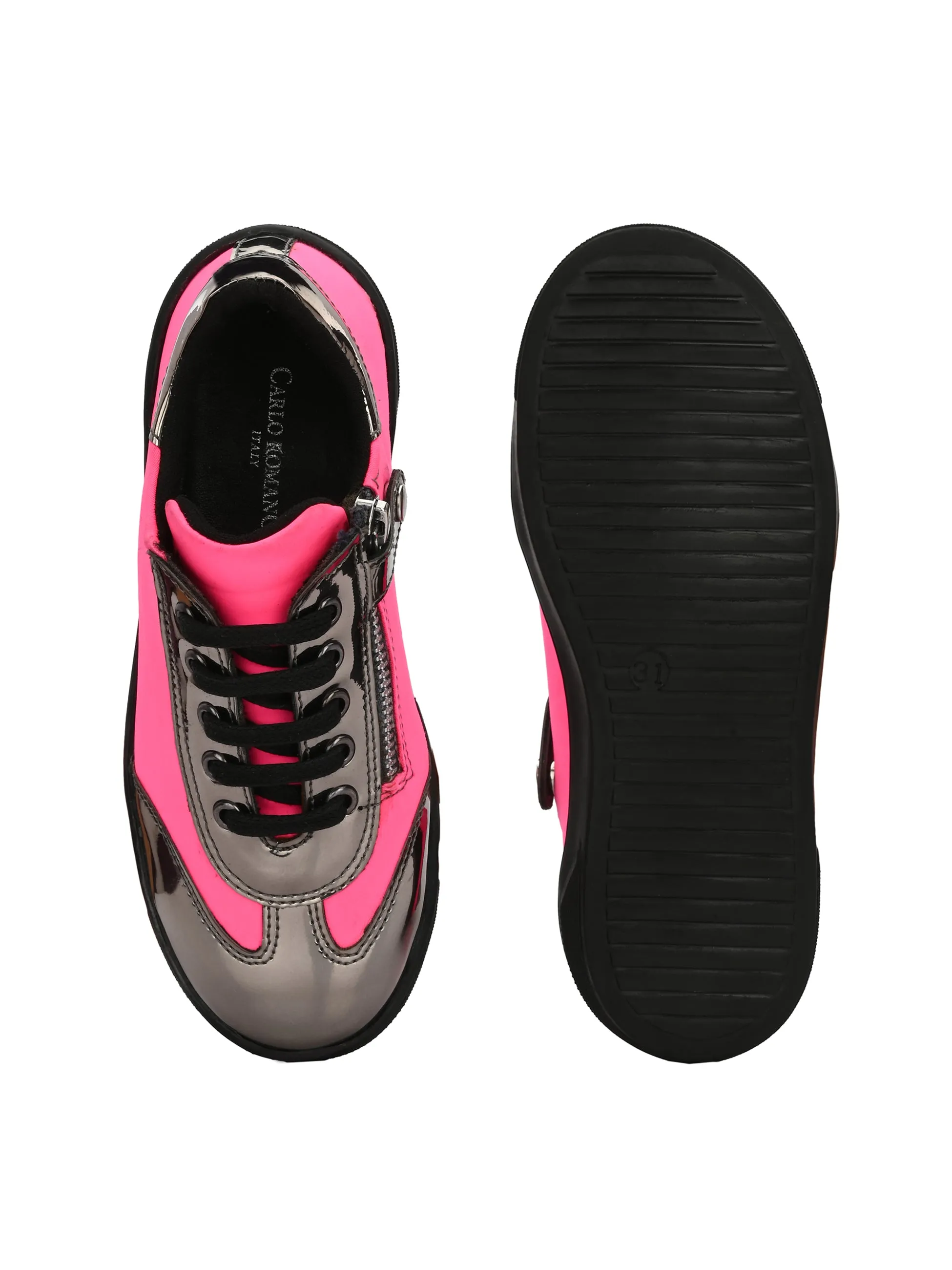 Kid's Vegan Leather Patent Lycra Shoes For Girls