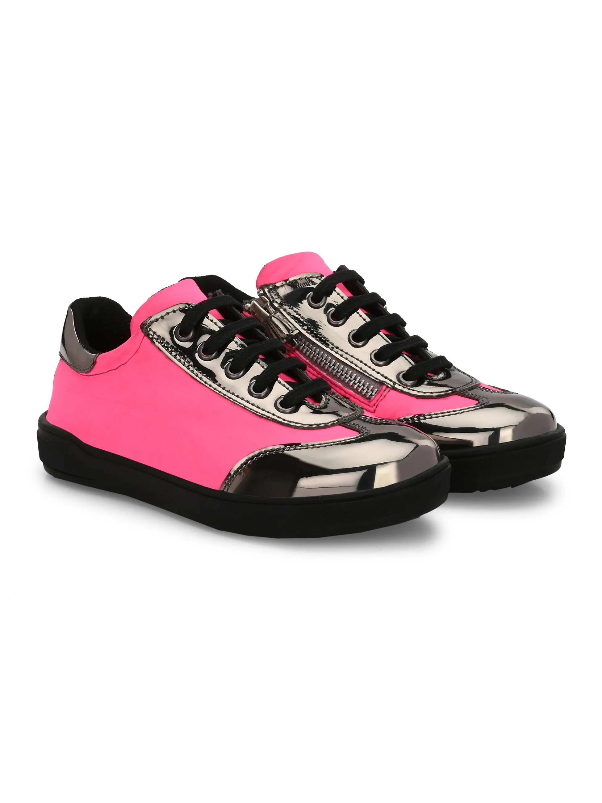 Kid's Vegan Leather Patent Lycra Shoes For Girls
