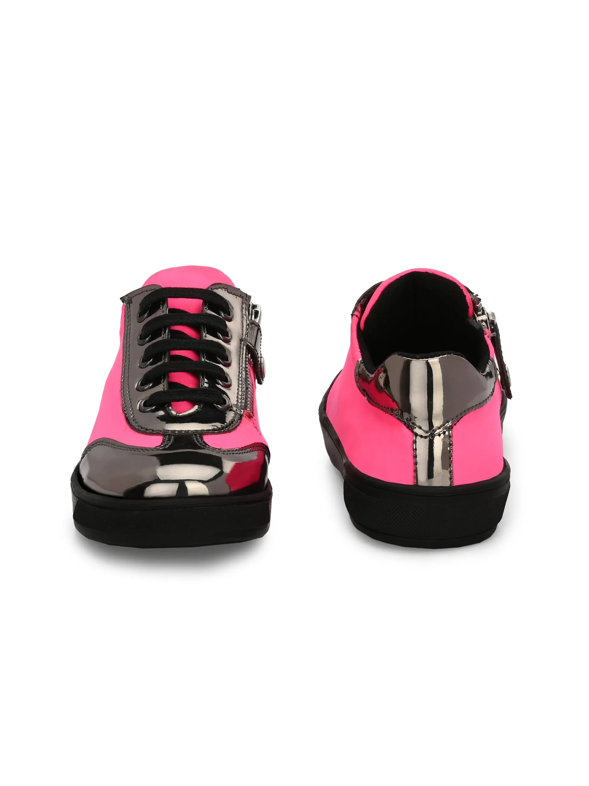 Kid's Vegan Leather Patent Lycra Shoes For Girls