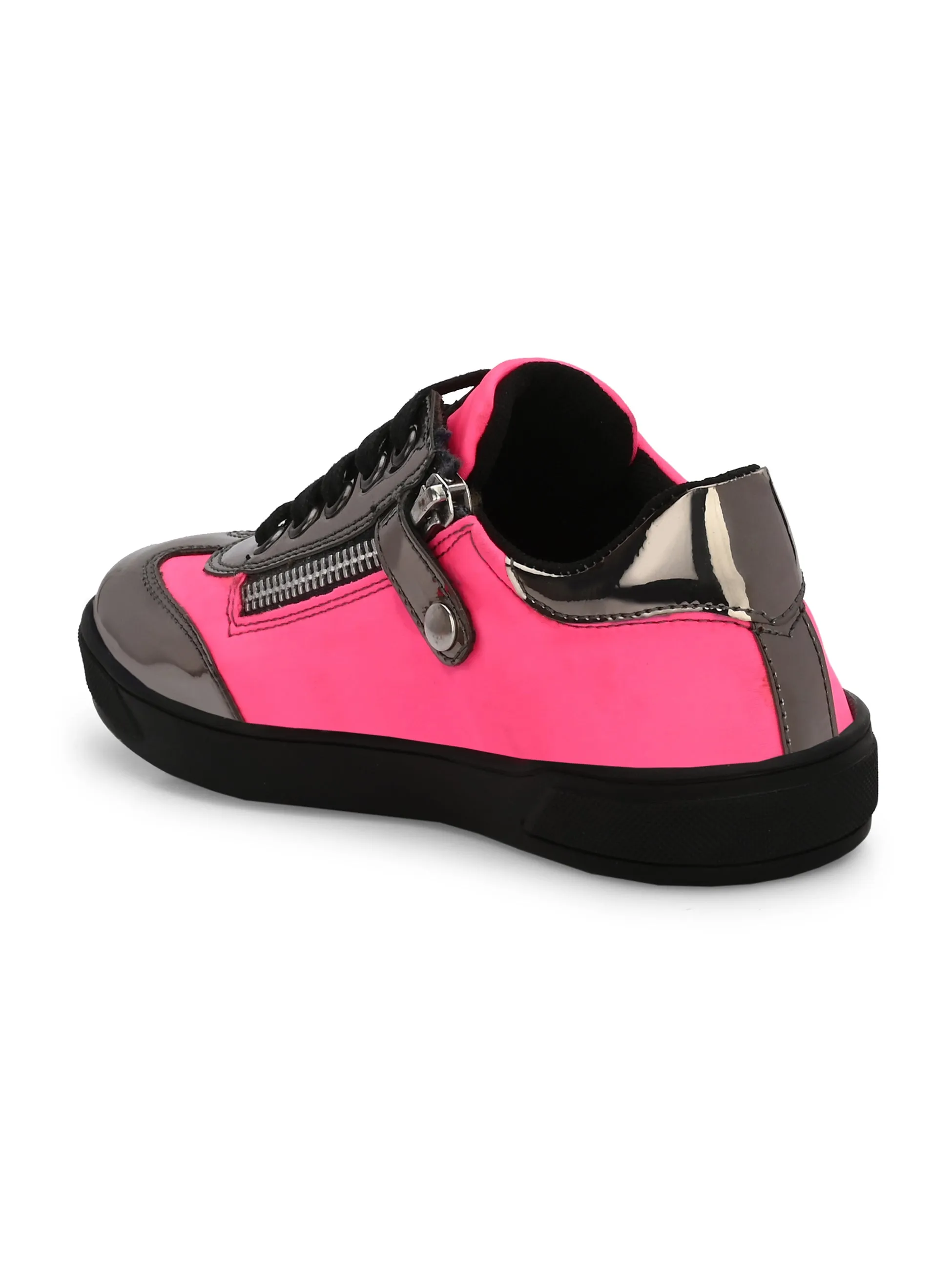 Kid's Vegan Leather Patent Lycra Shoes For Girls