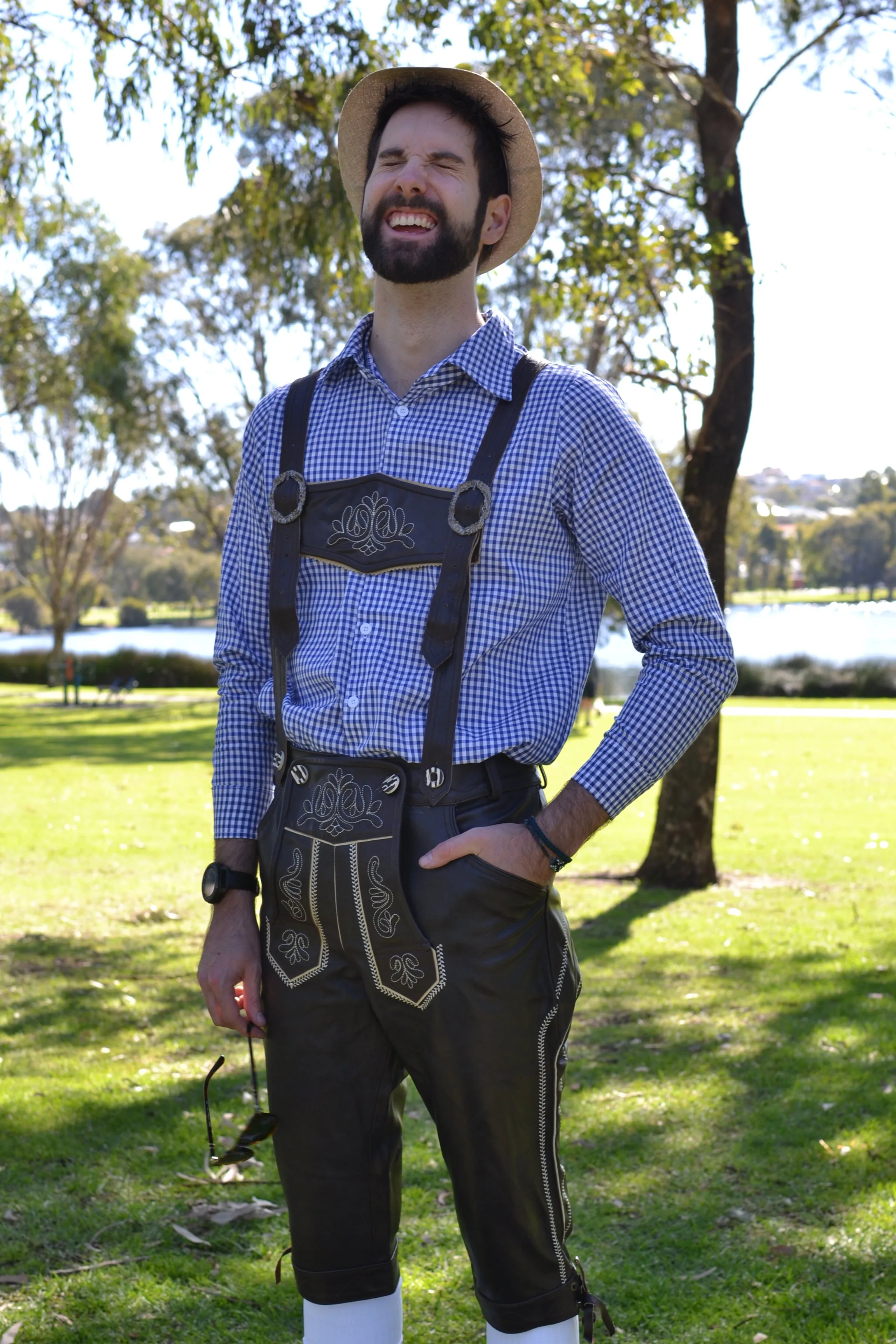 Long Authentic Leather German Lederhosen