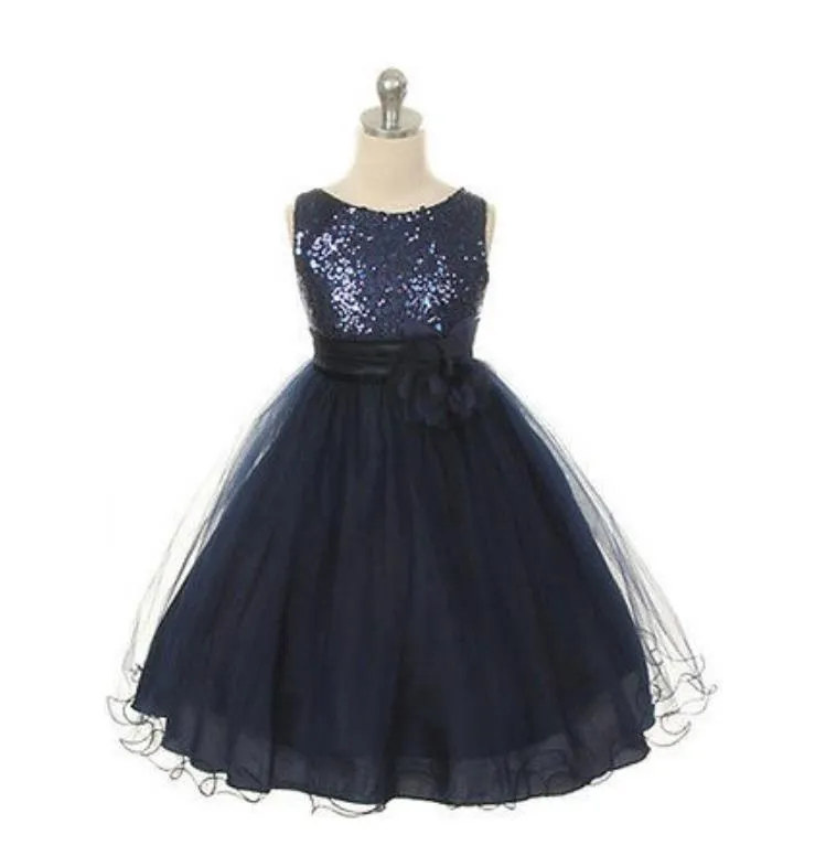 Long Organza Jewel Sleeveless Flower Girl Dresses Ball Gown With Hand-Made Flower