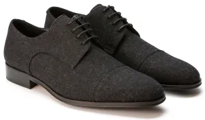 Luciana Men's Black Italian wool Cap toe Dress Shoe 7442