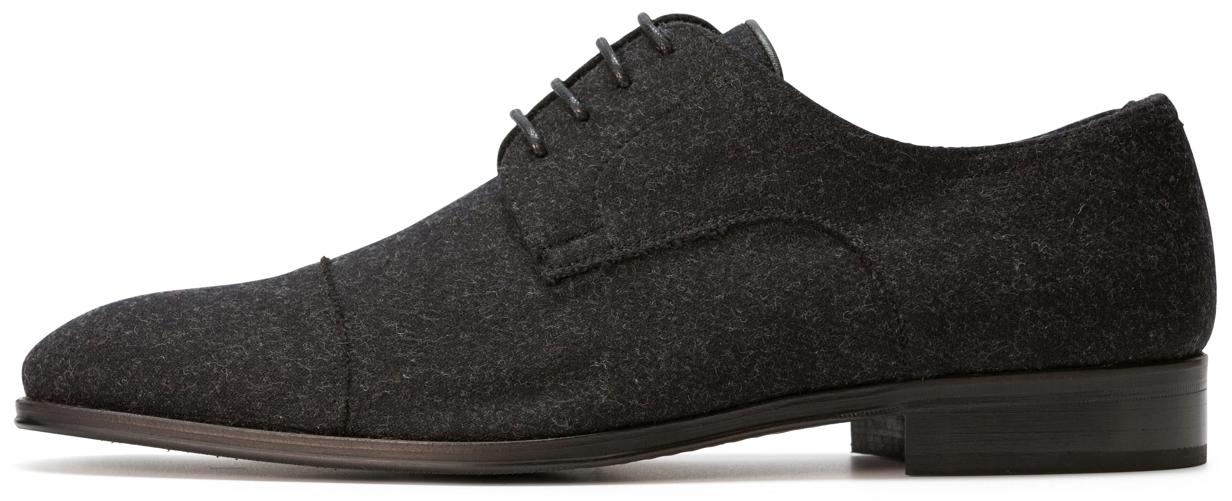 Luciana Men's Black Italian wool Cap toe Dress Shoe 7442