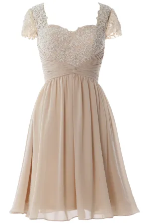 MACloth Women Cap Sleeve Party Formal Gown Short Lace Mother of Bride Dress