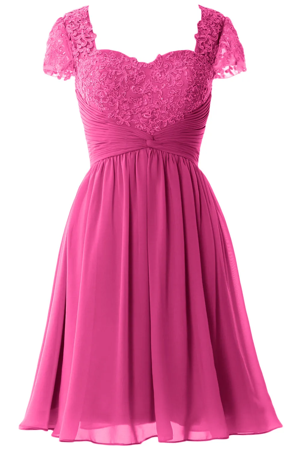 MACloth Women Cap Sleeve Party Formal Gown Short Lace Mother of Bride Dress