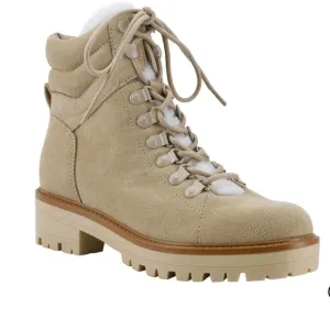 MARC FISHER Mallie Lace Up Hiker Boots Beige Sz 8.5M