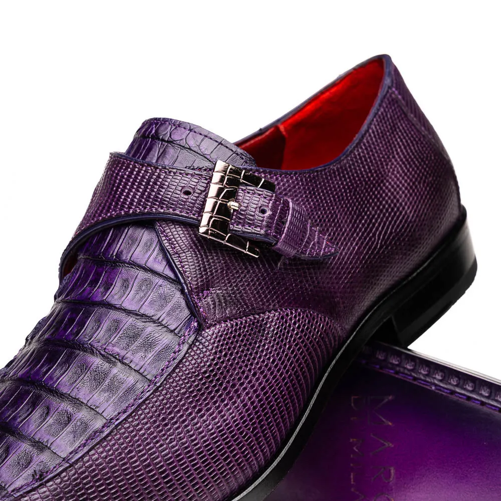 Marco Di Milano Toluca Purple Crocodile & Lizard Monk Strap Dress Shoes