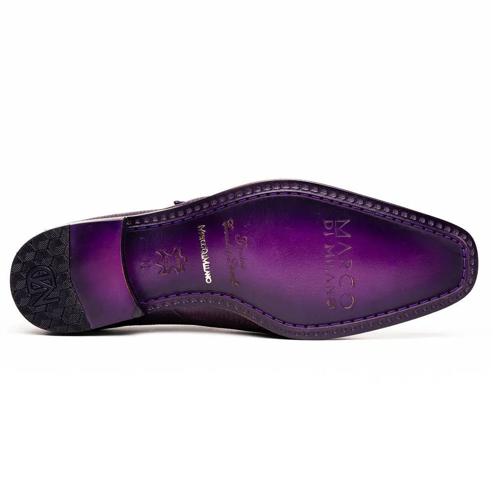 Marco Di Milano Toluca Purple Crocodile & Lizard Monk Strap Dress Shoes