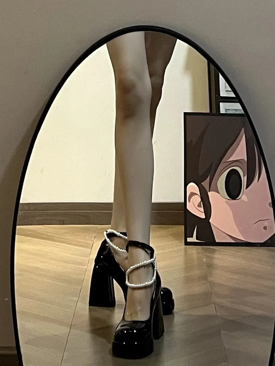 Mary Jane-300 Pearl Strap Patent Leather High Heels