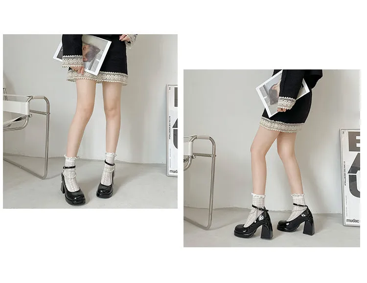 Mary Jane-300 Pearl Strap Patent Leather High Heels