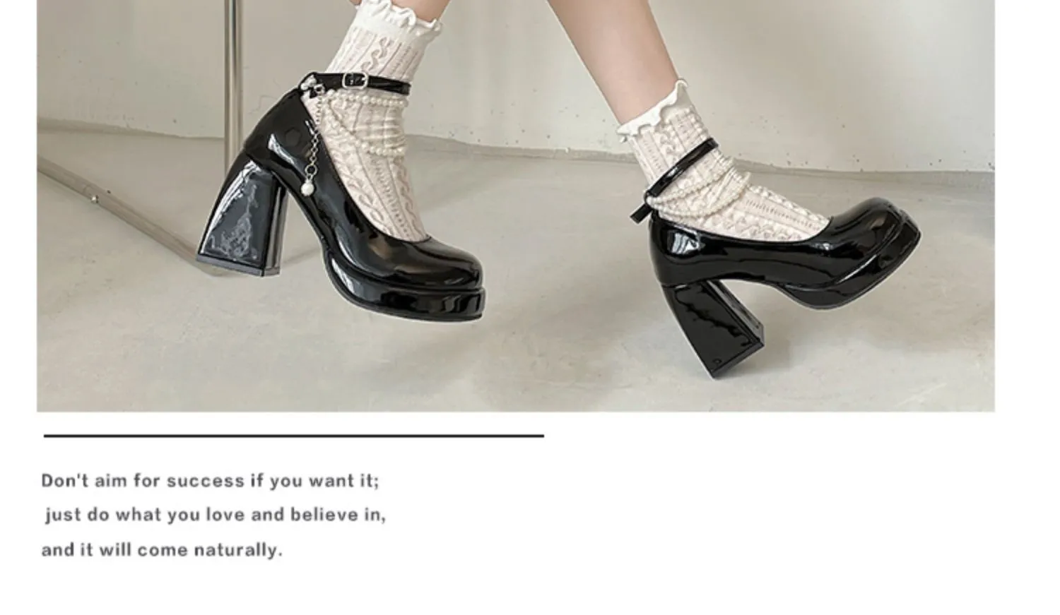 Mary Jane-300 Pearl Strap Patent Leather High Heels