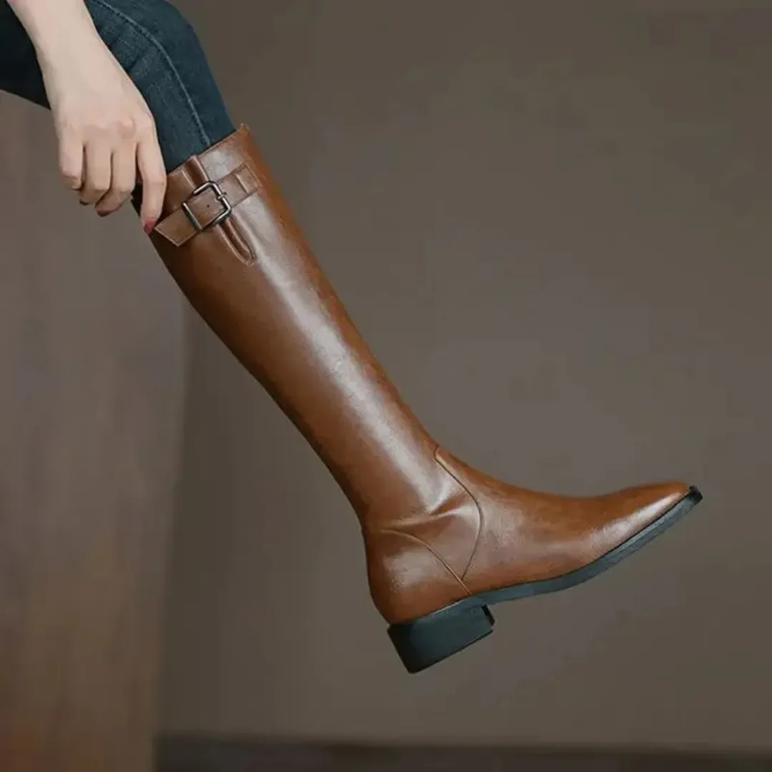 Mason | Women’s Retro Knee-High Boots – Chunky Heel Square Toe Style