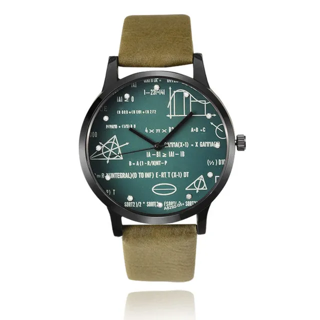 Mathematical Leather Quartz Watch
