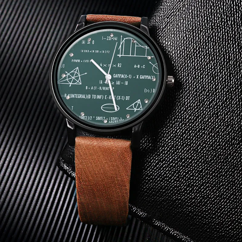 Mathematical Leather Quartz Watch