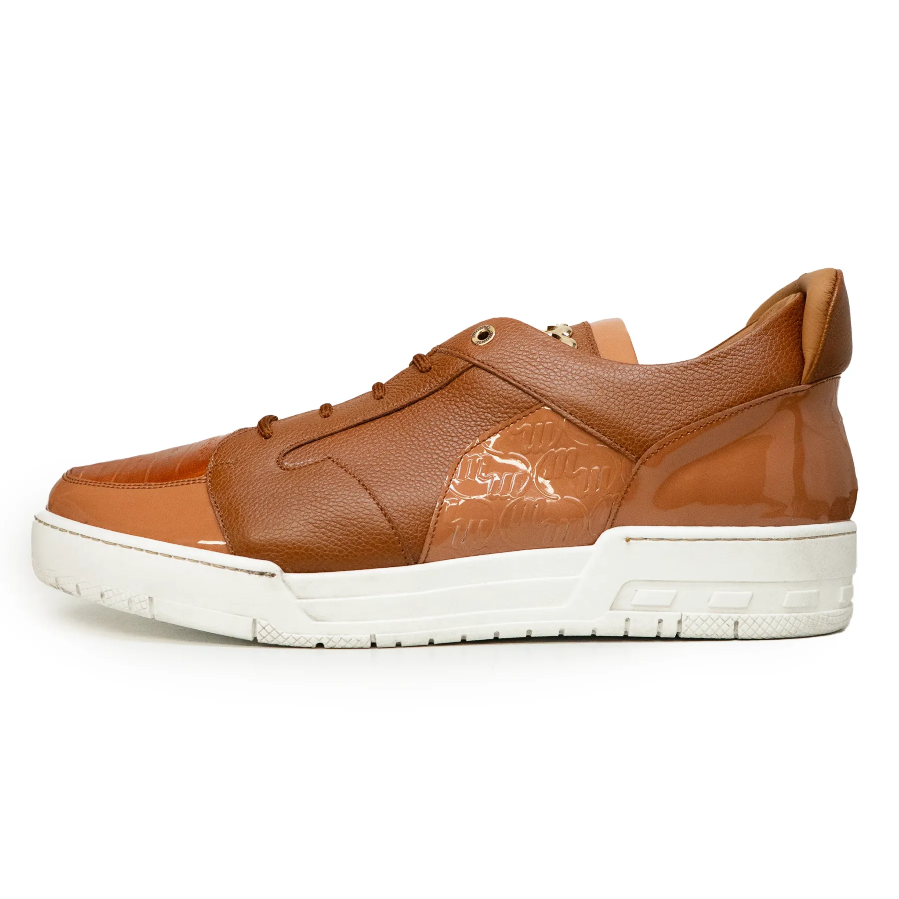 Mauri '8412' Two Tone Brown Alligator/Patent Leather Low Top Sneakers
