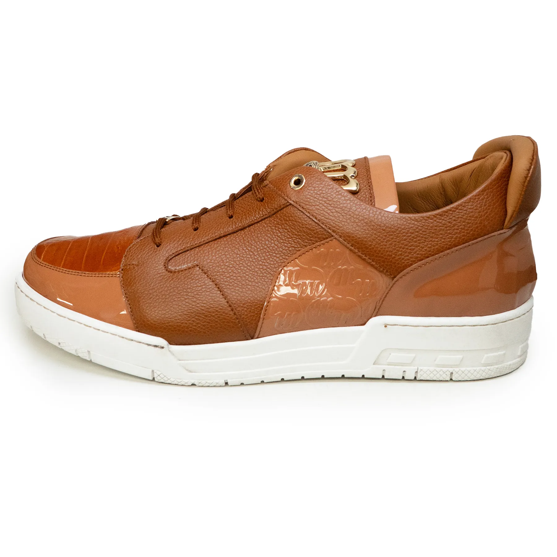 Mauri '8412' Two Tone Brown Alligator/Patent Leather Low Top Sneakers