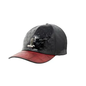 Mauri Baby Crocodile Hand Painted Cap - Patent Embossed - Red/Black