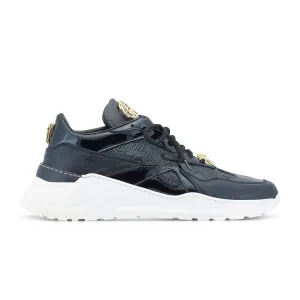 Mauri Swift in Black Mens Exotic Crocodile / Nappa & Patent Leather Casual Sneakers