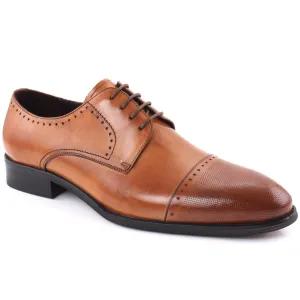 Men “LOUIE” Closed Lace Perforated Cap Toe Leather  Formal Shoes