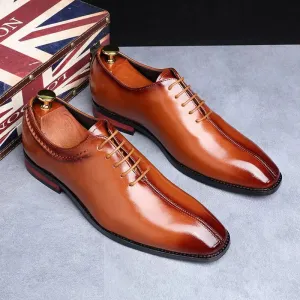 Men’s Leather Shoes | Classic Square Toe Business & Wedding Shoes