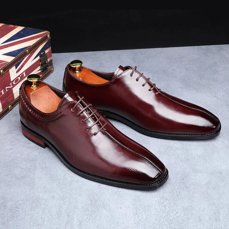 Men’s Leather Shoes | Classic Square Toe Business & Wedding Shoes