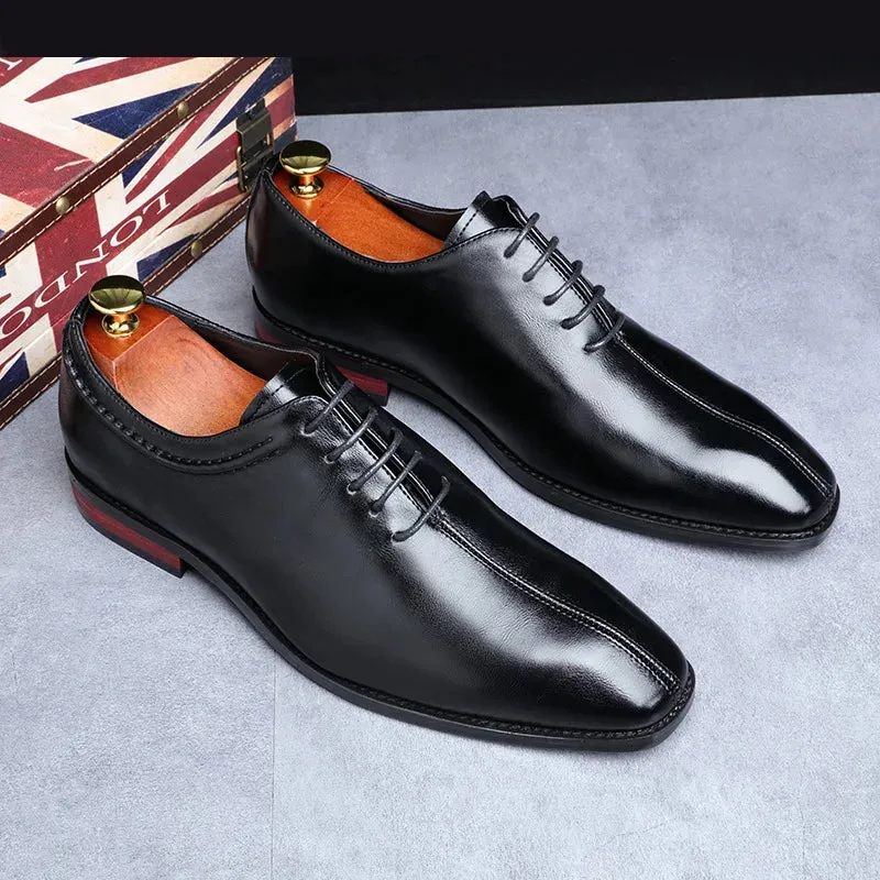 Men’s Leather Shoes | Classic Square Toe Business & Wedding Shoes