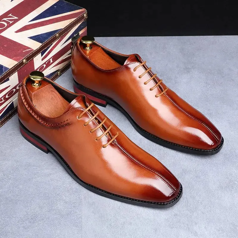 Men’s Leather Shoes | Classic Square Toe Business & Wedding Shoes