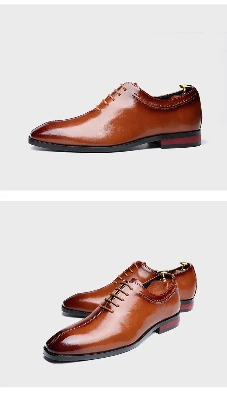 Men’s Leather Shoes | Classic Square Toe Business & Wedding Shoes