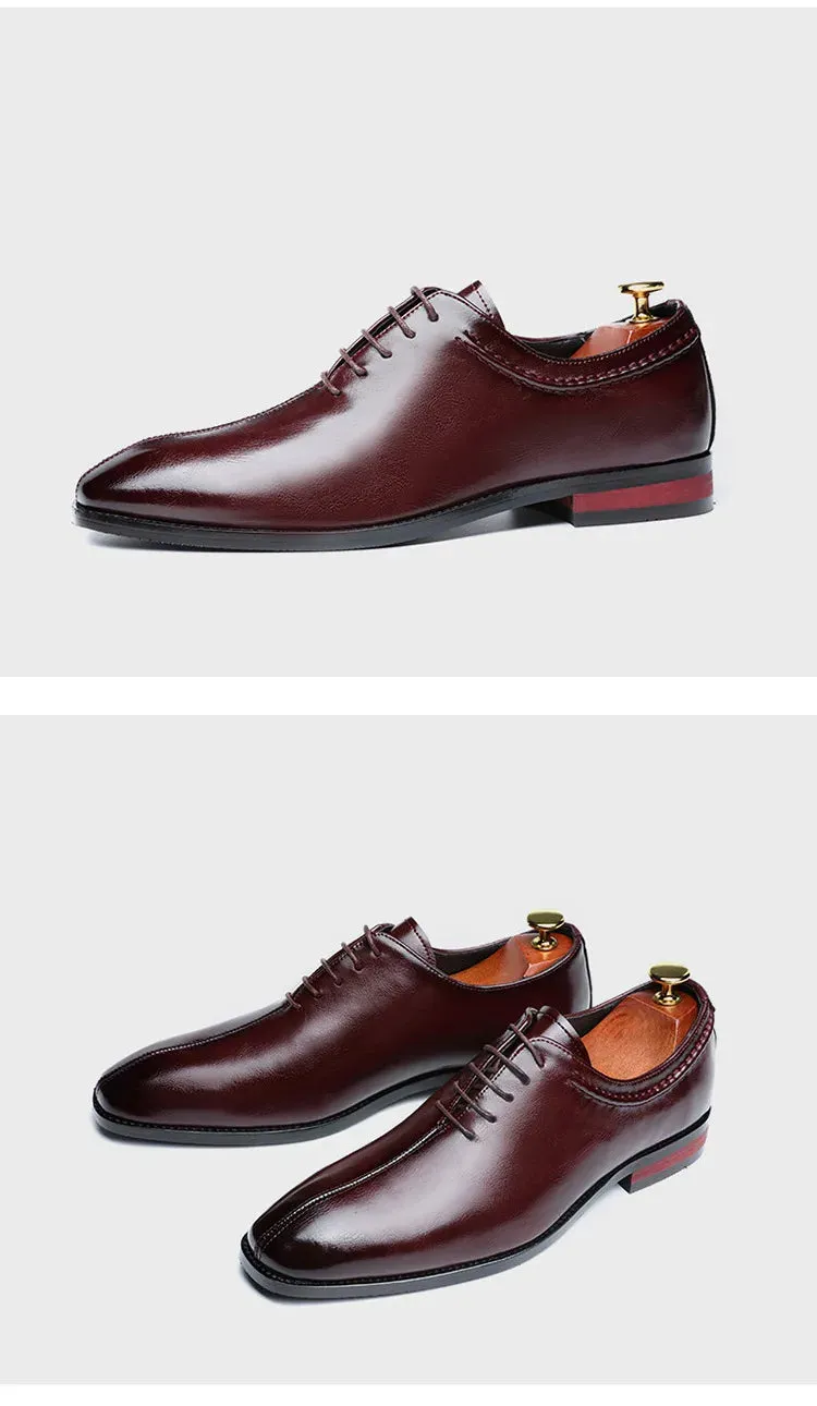Men’s Leather Shoes | Classic Square Toe Business & Wedding Shoes