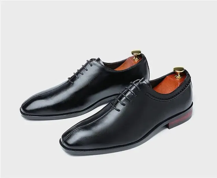 Men’s Leather Shoes | Classic Square Toe Business & Wedding Shoes