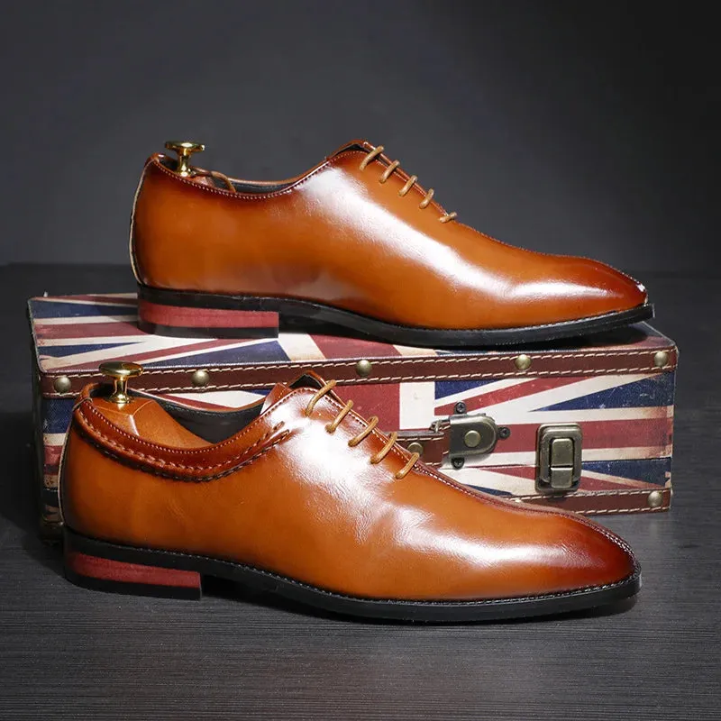 Men’s Leather Shoes | Classic Square Toe Business & Wedding Shoes
